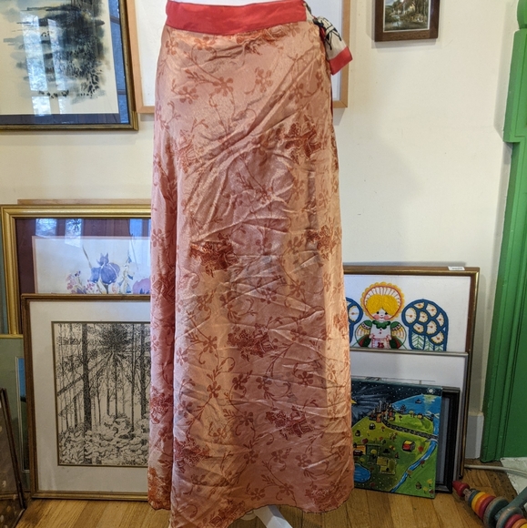 Boho silk blend wrap skirt size large - Picture 7 of 10